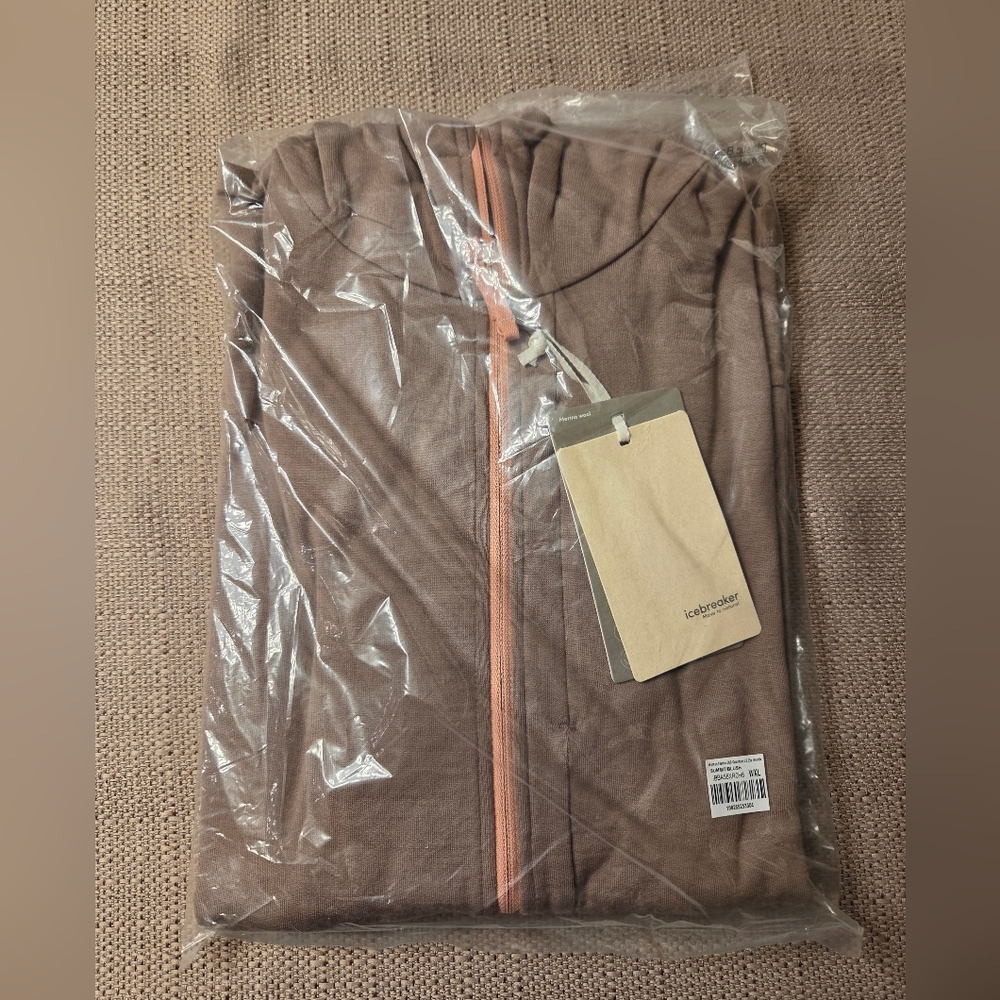 SOLD NWT Icebreaker Women's 100% Merino 260 Quantum Long Zip Hoodie BLUSH SzXL